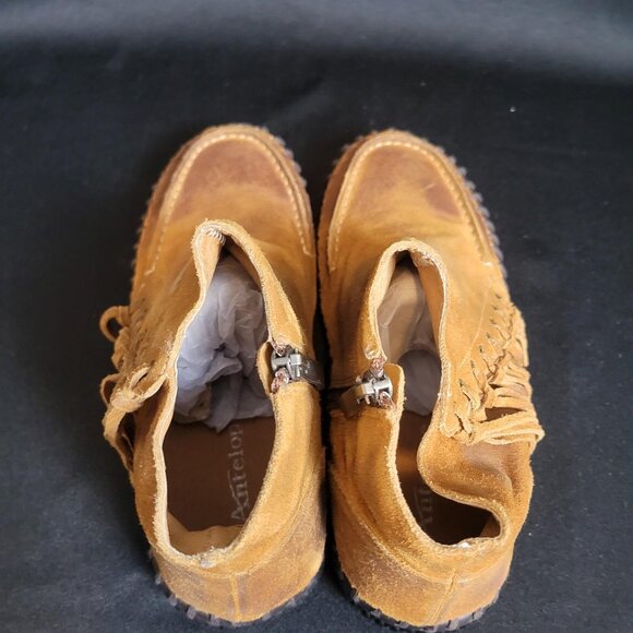 Antelope Size 37 / 6.5-7 US Suede Moccasins Boots Shoes Side Zip NEW! Hard Sole - Picture 6 of 9